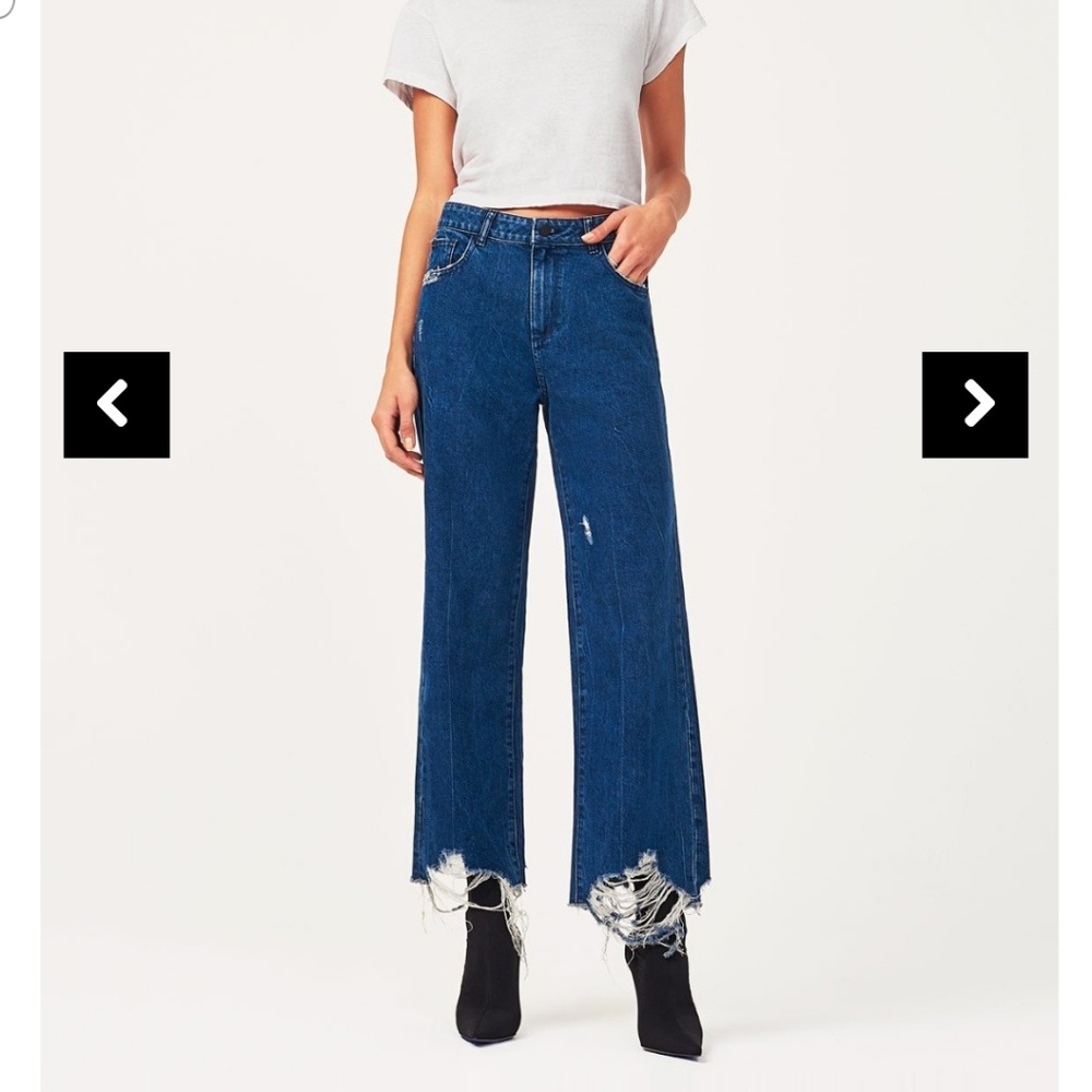 High Waisted DL1961 Hepburn Distressed Hem Jeans